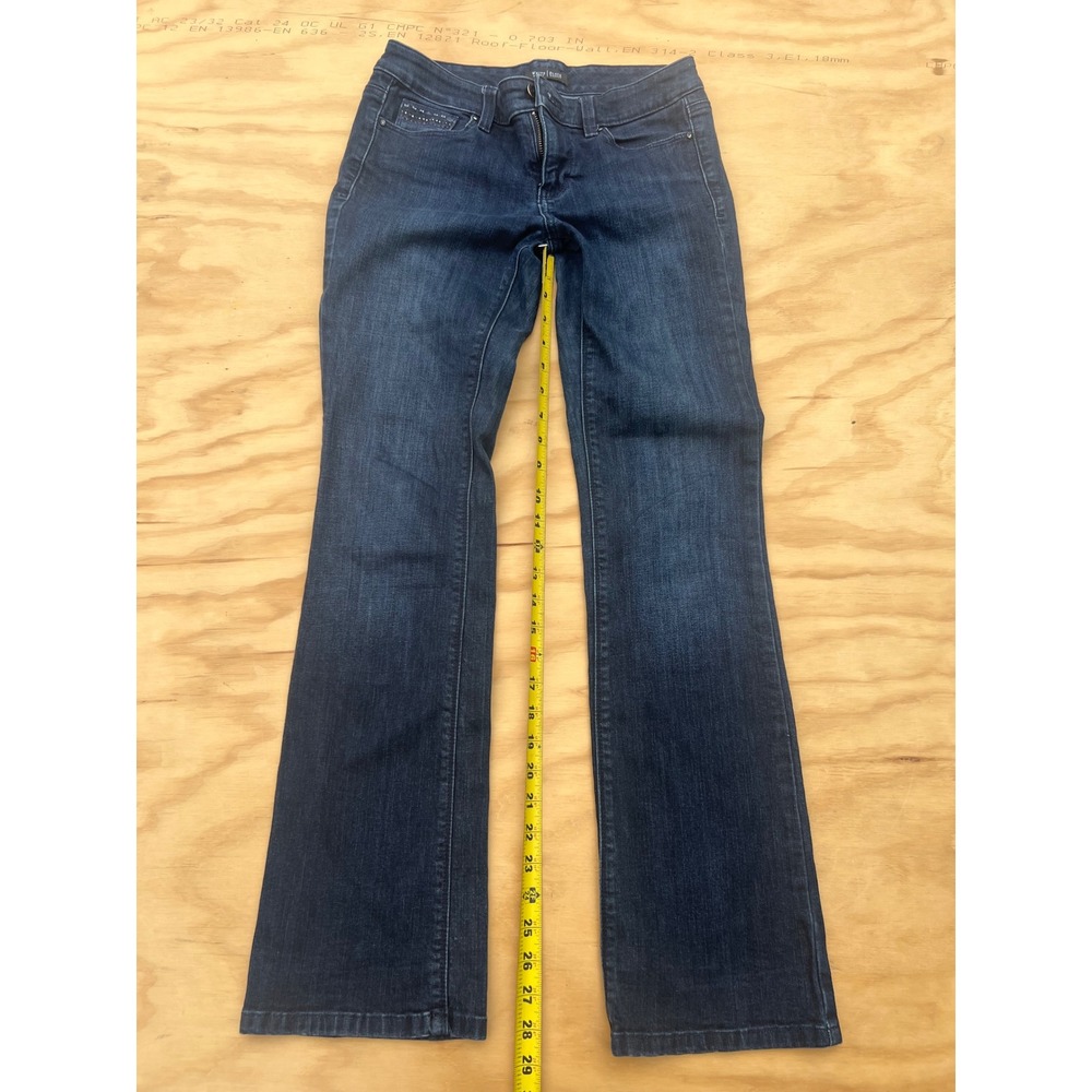 White House Black Market Blanc Boot Leg Jeans Dark Wash Embellished Size 0S